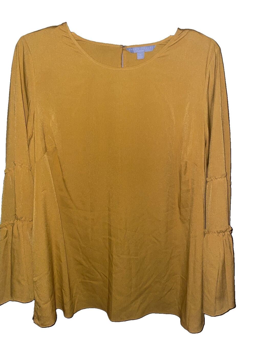 Dainty Jewels Mustard Yellow Long Sleeve 2XL Shirt with Ruffle Sleeves Boho Chic